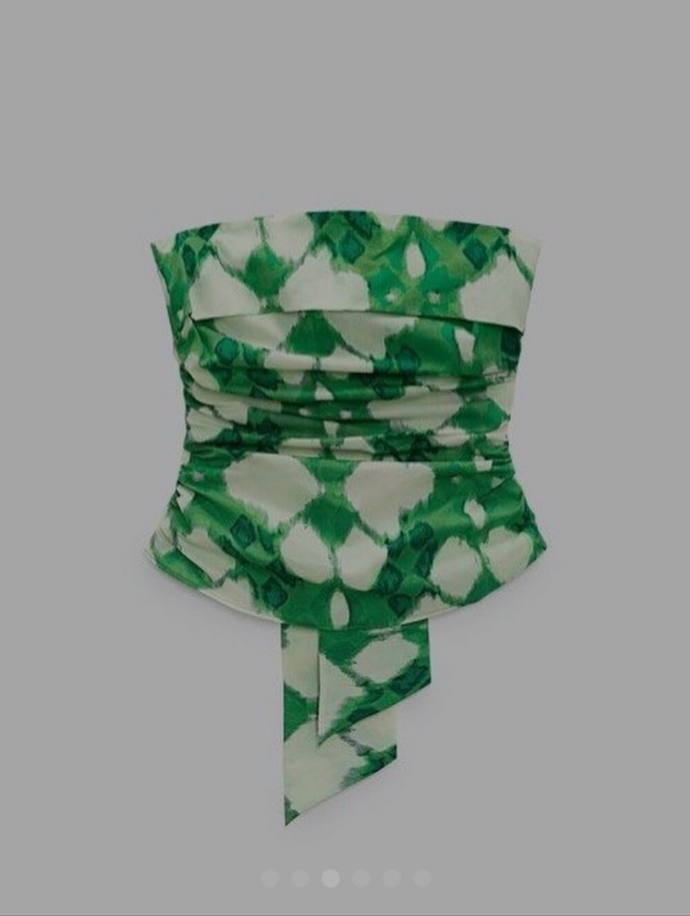 Zara Green and White Strapless Draped Top